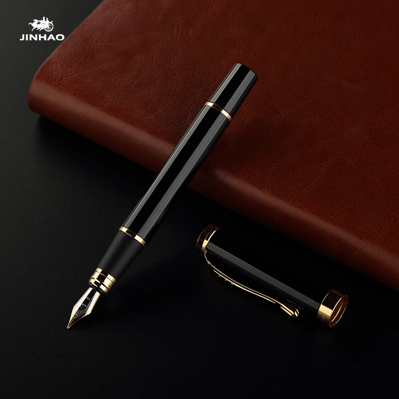 

Канцелярские принадлежности Jinhao 500 роскошная черная и Золотая перьевая ручка 0,5 мм Металлические чернильные ручки школьные принадлежности офисные принадлежности