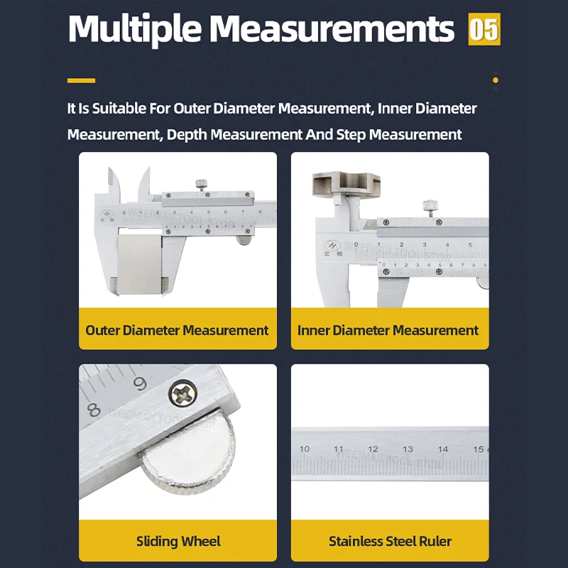 Vernier Caliper Steel Gauge Metal Calipers Measuring Instruments Carpenter Tools Pachometer Professional Pachymeter Depth Ruler digital caliper