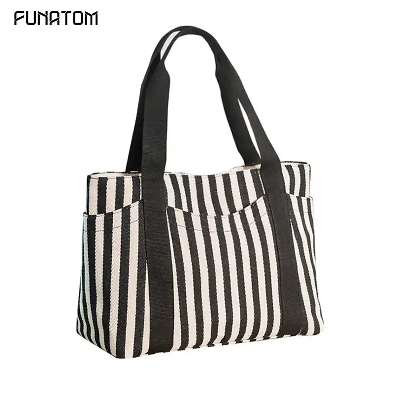 black and white striped crossbody bag