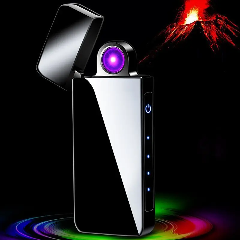  New Rotate Arc Lighter Windproof Electronic USB Recharge Lighter Cigarette Smoking Electric Lighter