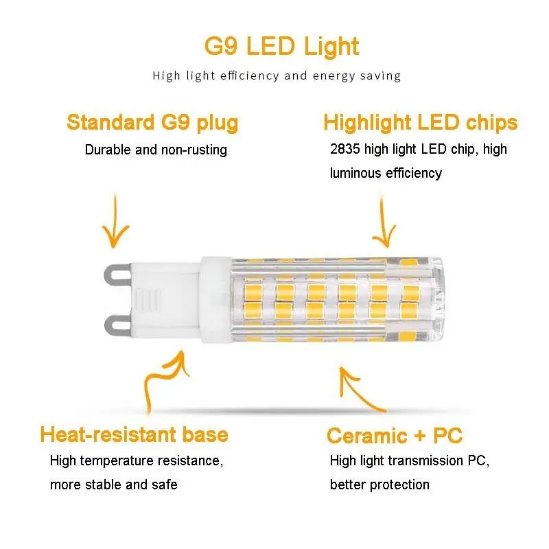 G9 6W LED Corn Bulb Safe 75 LEDs 2835SMD High Brightness Light Bulb for  Home 
