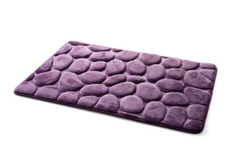 Purple Простой 3D булыжник стиль Нескользящая галька фланель ванная комната коврик для ванной пены коврик для душа пол ковер - Цвет: Purple