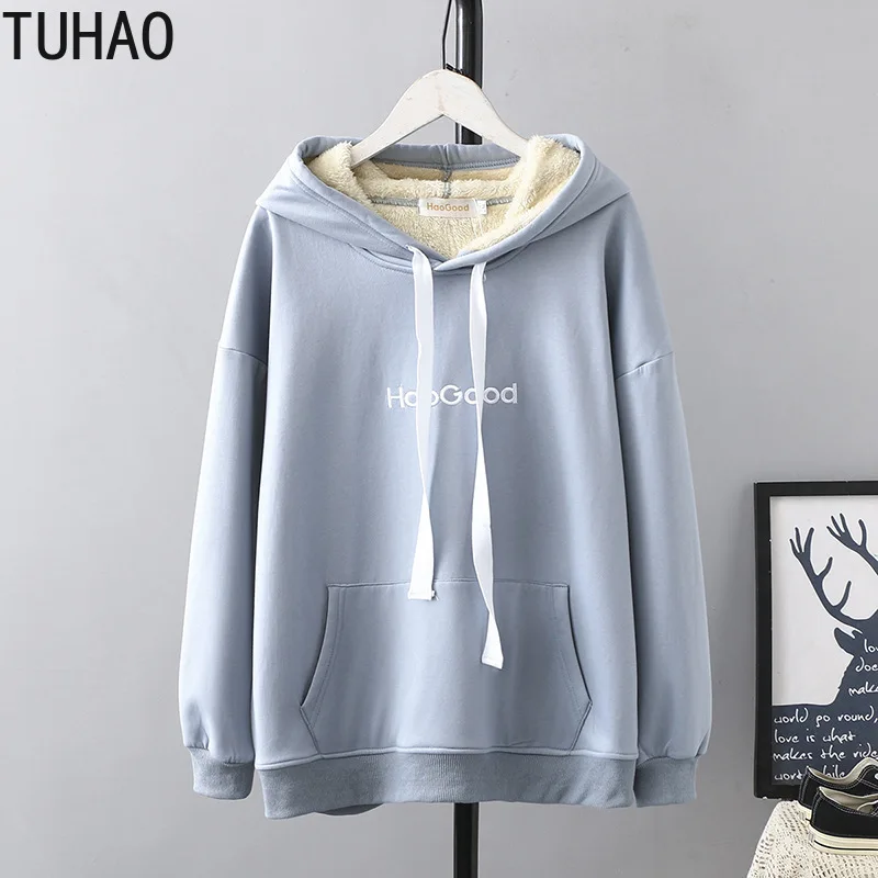 TUHAO, женские зимние теплые толстовки с длинным рукавом размера плюс 5XL 4XL 3XL, бархатная толстовка, женские толстовки, Женская толстовка с капюшоном LZ45