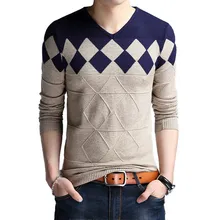 Мужской свитер осень зима мужской модный Повседневный тонкий шерстяной пуловер с v-образным вырезом рубашка брендовая одежда SA715