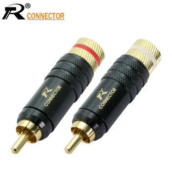 

1pair/2pcs RCA Connector Luxury Copper RCA male Wire Connector gold plating audio adapter speaker plug for 8.5MM Cable