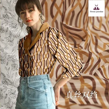 

136cm width printed silk fabric 9mm silk double crepe fabric meter dress women's clothing fabric wholesale silk cloth