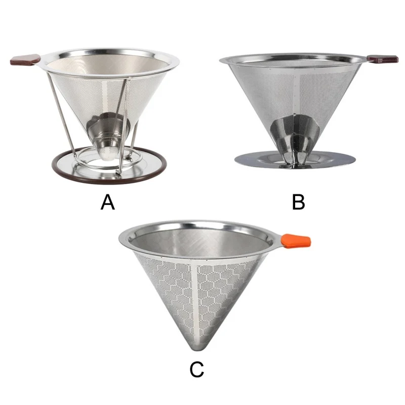 Фильтр из нержавеющей стали многоразовый двухслойный микро сеточный фильтр для кофе воронка залейте кофейник с воронкой подставка для чашек