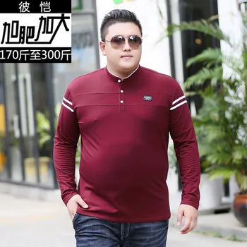 

Men Plus Fat Plus Size Autumn Long Sleeve T Shirt Business Leisure Simple Super Fat Extra Large Fat Special Body Top