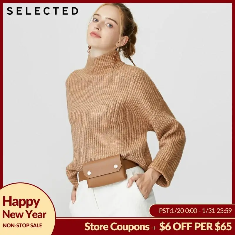 

SELECTED Women's Loose Fit Sweater Mock Neck Drop-shoulder Knit R|419425509