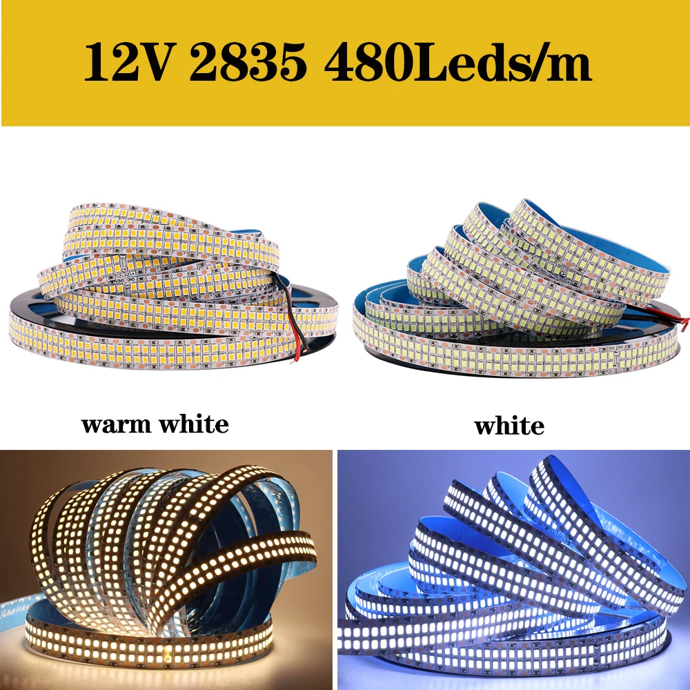 DC12V SMD 2835 Светодиодная лента 300 светодиодный S 1200 светодиодный S 2400 светодиодный S водонепроницаемая лента стабильный супер яркий светодиодный светильник для украшения дома 5 м