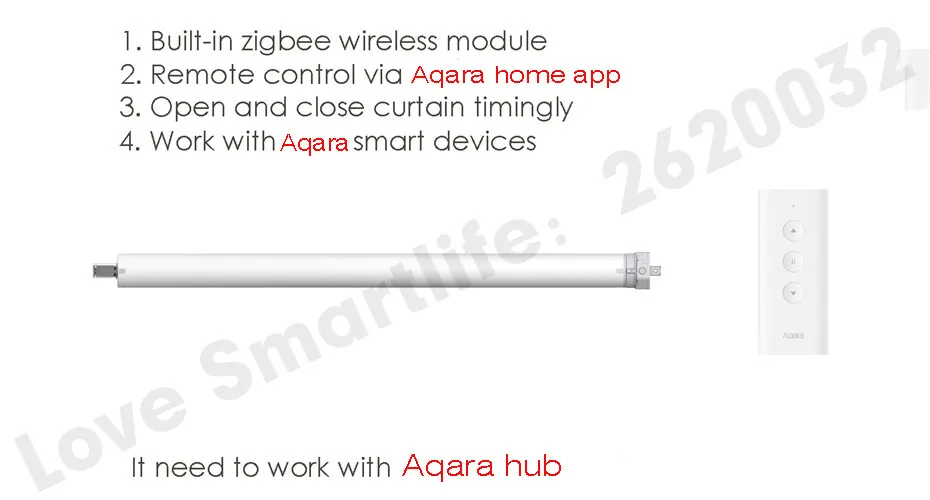 Xiaomi Aqara Intelligent Rolling Shutter Motor,Mi Home App Zigbee Tubular Motor for Blinds, Aqara ZNGZDJ11LM for Smart Home