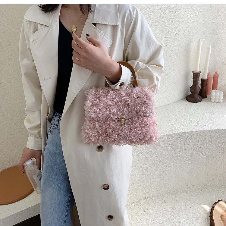 Женская маленькая сумка, зимняя модная новинка, качественная мягкая меховая женская дизайнерская сумка с замком, женские сумки через плечо