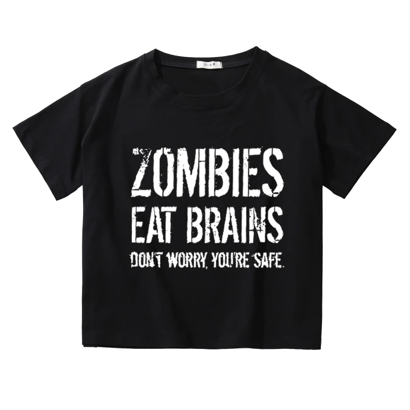 Женский укороченный топ с надписью Zombies Eat Brains летняя хлопковая короткая футболка