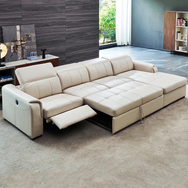 Leather sofa first layer cowhide living room corner electric function first class space sofa