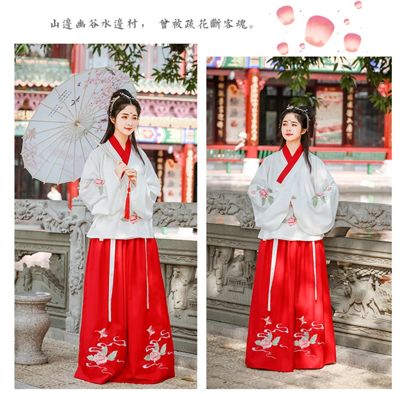 Женский Hanfu Традиционный китайский древний народный танцевальный костюм праздничный наряд Мин Цин вышивка принцесса фея платье набор DL4993
