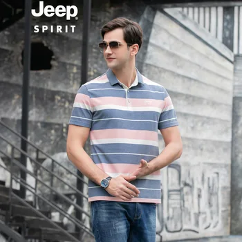 

JEEP SPIRIT Polo Shirt Men Casual Fashion Men Polo Shirt Striped Breathable Polos Para Hombre Camisa Polo Masculina Size M-XXXL