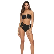 Новинка, сплошной цвет, высокая талия, топ, сексуальный бикини, Раздельный купальник, сексуальный, полый купальник