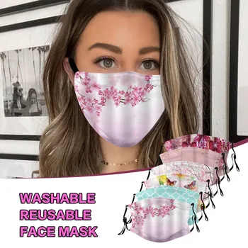 

1PC Protect Face Mask Foggy Haze Anti-Spitting Protective Fabric Facial Mask + 2PCS Filter Kids Mouth Caps Washable Маски#YL5