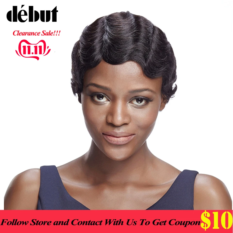 Debut Short Bob Wigs Brazilian Remy Human Wigs For Black Women Short Pixie Cut Wig Colored Curly Human Hair Wig Free Shipping