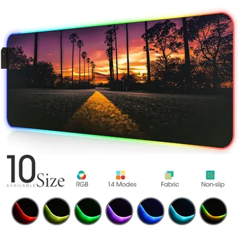 

Scenic Highway Glowing Lights RGB Mouse Pad XXL Gamers Accessories LED MousePad Gaming with Backlit Desk Rug Mat for Keyboards