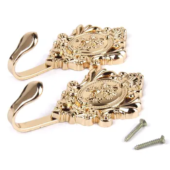 

New Rose Pattern Vintage Alloy Drapery Curtain Holdbacks Tieback Hooks 2Pcs (Gold)