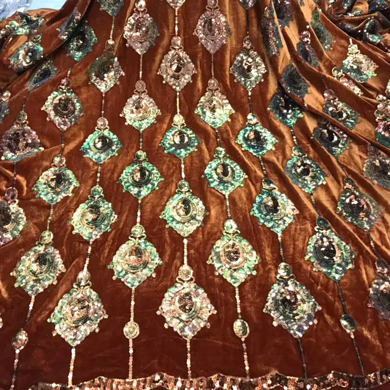 Зеленое золото Африканское бархатное кружево ткань высокое качество кружева с блестками Французский кружевной ткани для нигерийских вечерние платья DG165