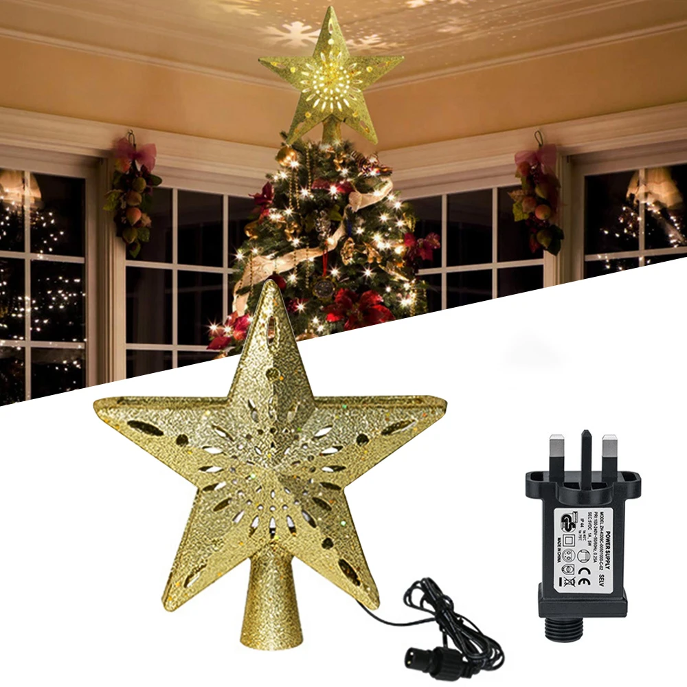 

LED Pentagonal Star Light Christmas Tree Snowflake Projection Light Highlight LED Light Bead Hollow Star Design Night Light