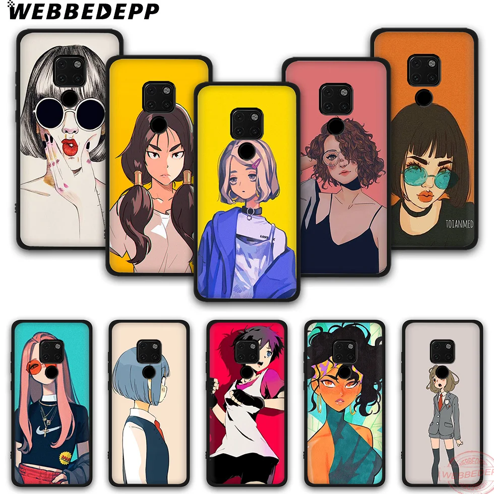 WEBBEDEPP Cute Girl Cartoon Fashion Soft Silicone Phone Case for Mate 10 20 30 Pro Lite Nova 2i 3i 3 4 5i 2 5 |