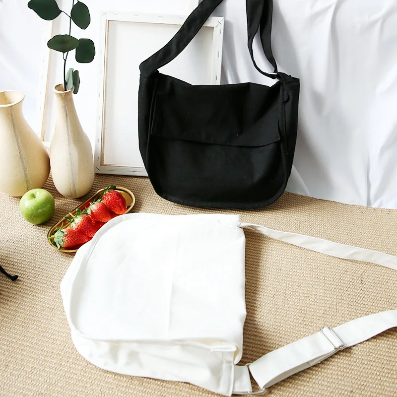 

Yeah Language/College Literature And Art Hipster Solid Color Flip Cross-body Simple Versatile Thin Wide-Strap Canvas Bag