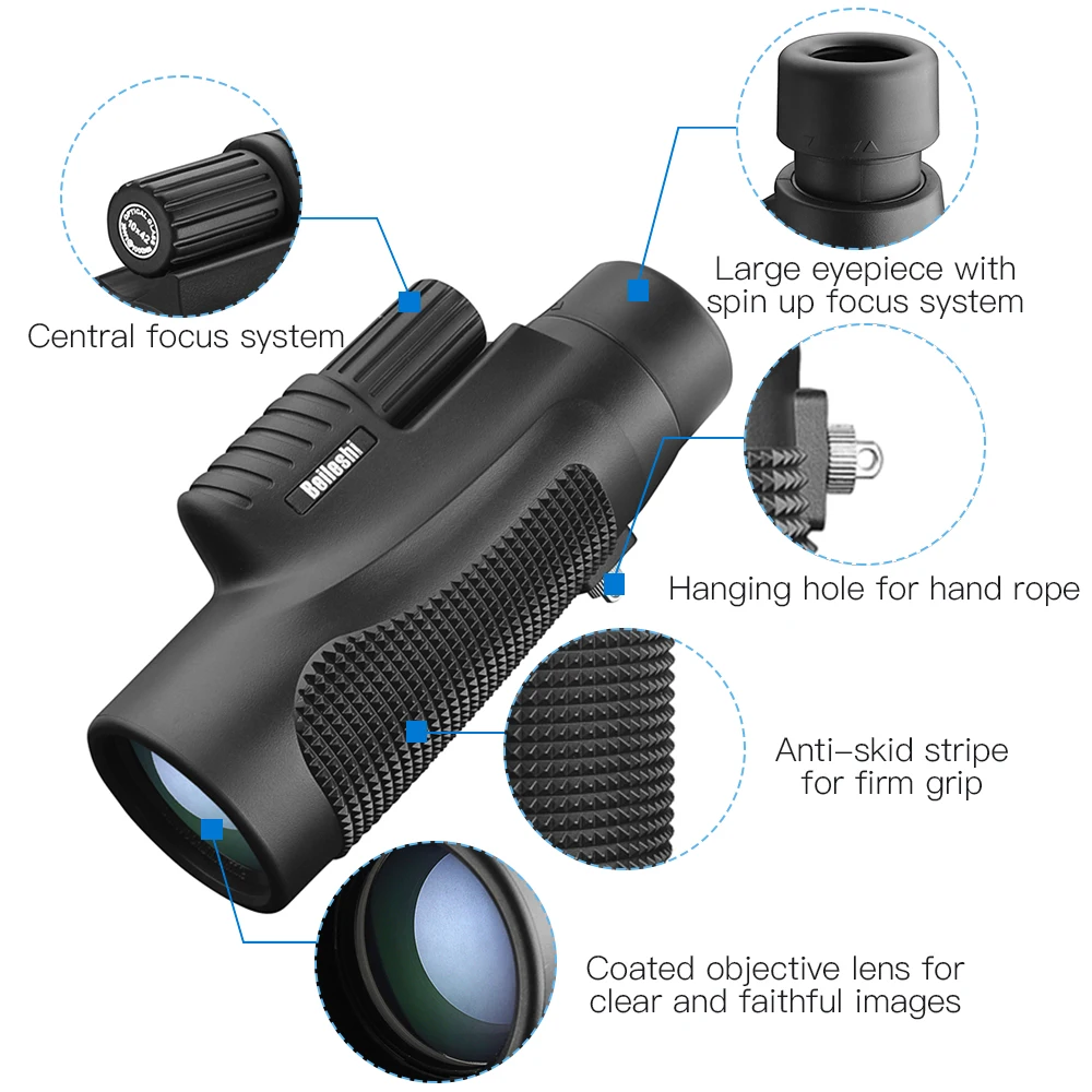 10x42 Monocular Telescope Outdoor Birding Traveling Sightseeing Hunting Single Tube Scope