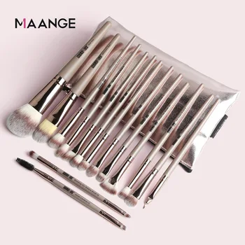 

MAANGE Pro 15Pcs Makeup Brushes Set Multifunctional Brush Powder Eyeshadow Make Up Brush With Portable PU Case Beauty Tools