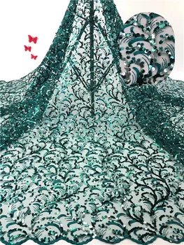 

2019 New Design African Lace Fabric High Quality French Nigerian Embroidered Tulle Lace Fabric With Sequins