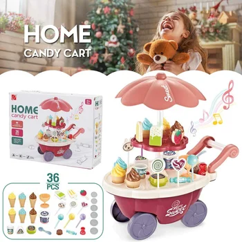 

36PCS Ice Cream Candy Trolley House Play Toys Candy Car Ice Cream Candy Cart House Brain Game Kids Gifts For Christmas,Birthday
