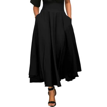 

Women's European and American Fashion Pleated Lace Up Bow Skirt Solid Color Draped Ankle-Length Skirts