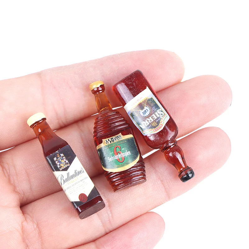 10Pcs/lot 1:12 Dollhouse Miniature Drinks Wine Model Doll Kitchen Food Accessories