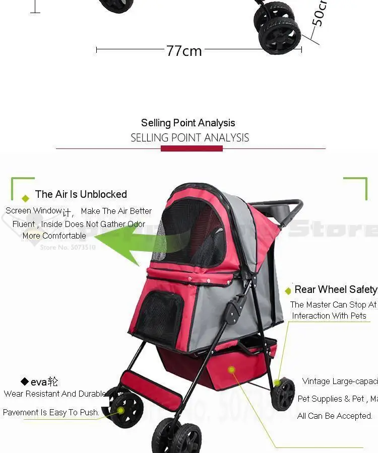 Large Pet Trolley Large Dog Trolley Folding Large Space for TravelSmall Cart Four-wheeled Travel Supplies Cat Carrier