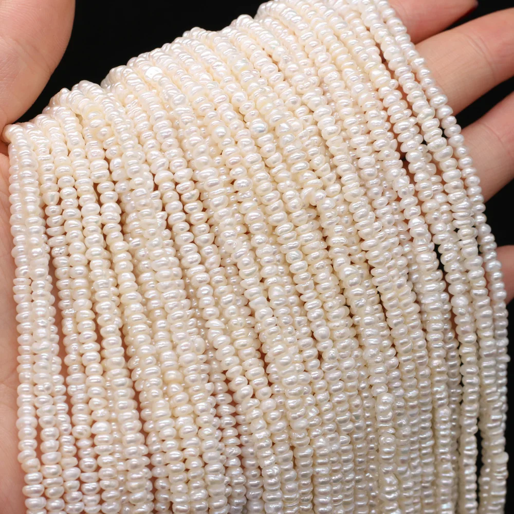 Fine 100% Natural Freshwater Pearl Beads Flat Shape Loose Beads Fit Jewelry  Making DIY Bracelet Necklace Women Gifts Size 4-5mm