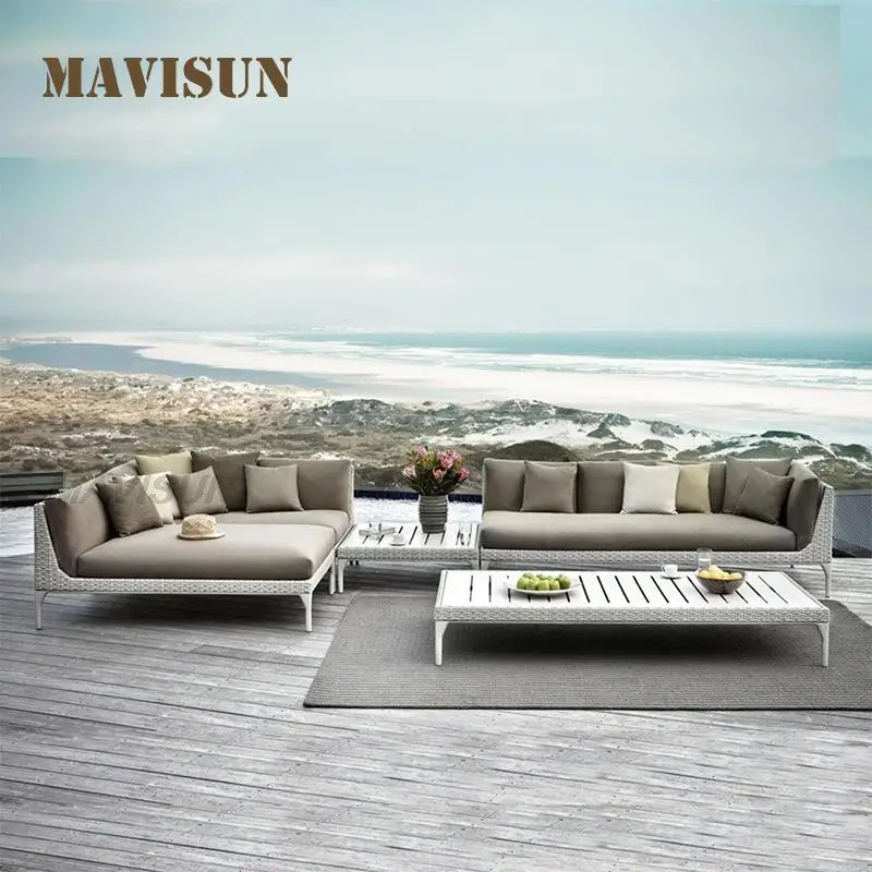 New Outdoor Garden Rattan Sofa For Courtyard Balcony Living Room With Coffee Table Leisure Three-Piece Furniture Combination