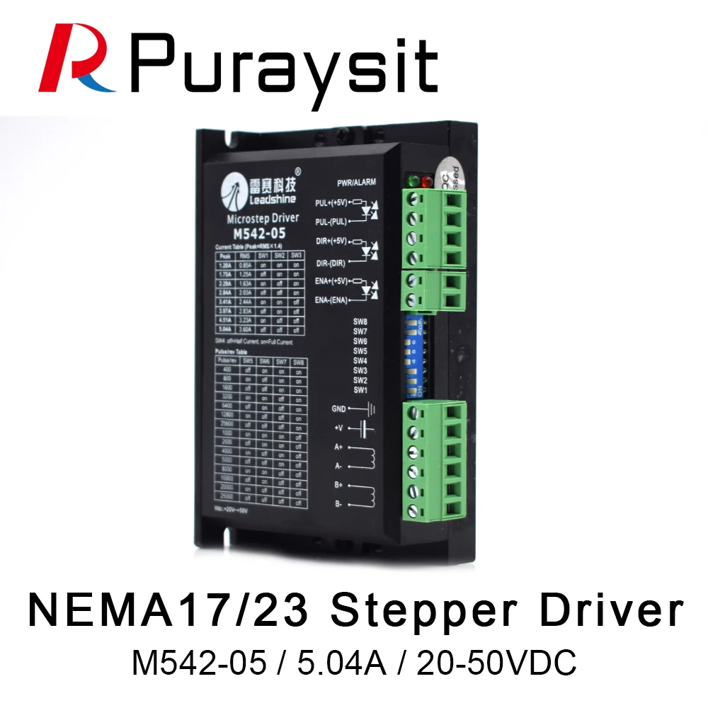 Puraysit M542-05 Leadshine NEMA17 NEMA23 2-фазный Драйвер шагового двигателя 36 В постоянного тока 4,2 А, маршрутизатор с ЧПУ