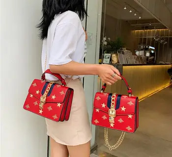 

2019 New Fashion Spring and Summer Bees Embroidery Oblique Cross Chain Small Package HandheldAAA07