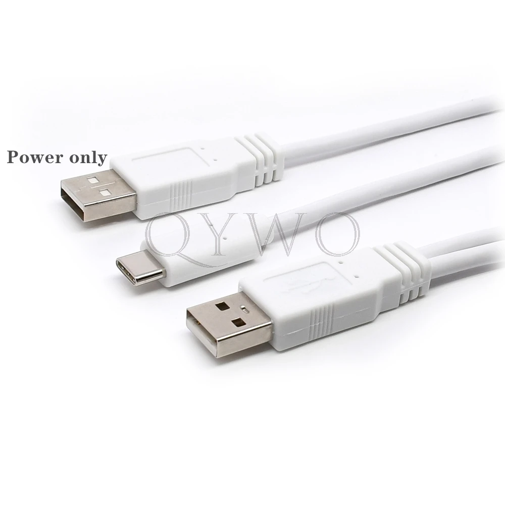 Белый USB 3,1 Тип C кабель USB-C двойной USB2.0 A входящий штекер Экстра Мощность данных Y кабель 60 см для сотового телефона и жесткого диска