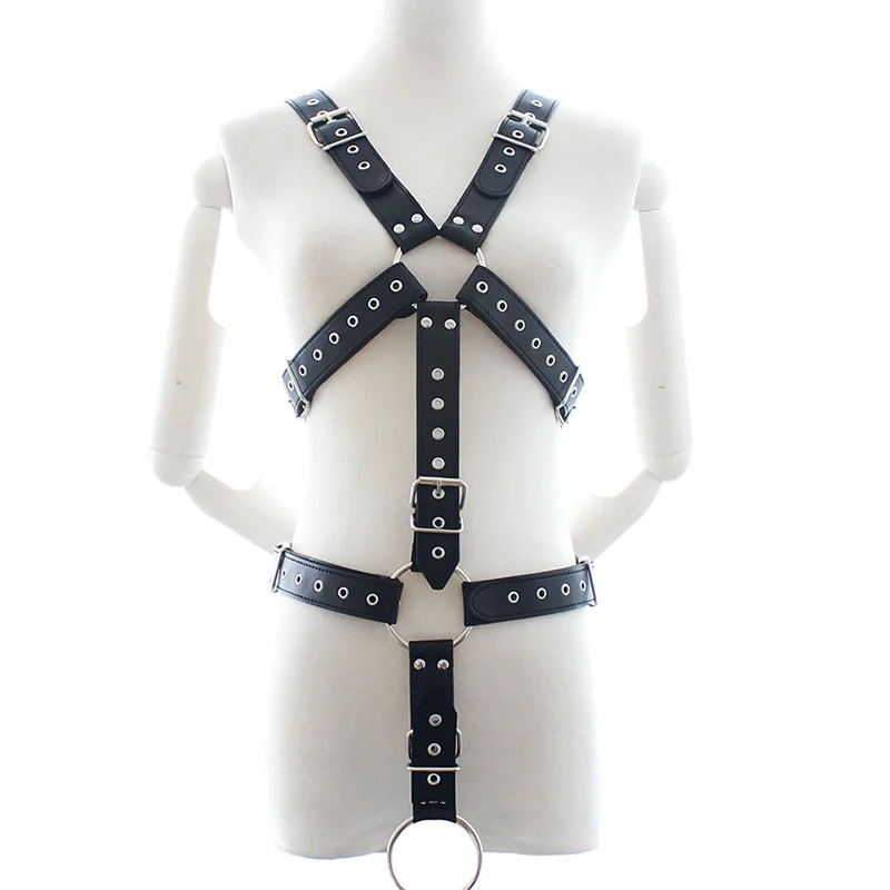 1 Set Pastel Goth Leather Harness Men Sexy Garter Erotico Bdsm Bondage gg Belt Harajuku Punk Rave Metal Buckle Suspenders - Цвет: A