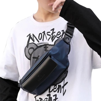 

Men Casual PU Leather Waist Bag Sports Pack Zipper Multi-Functional Outdoor Shoulder Slant Men’s Chest Bag