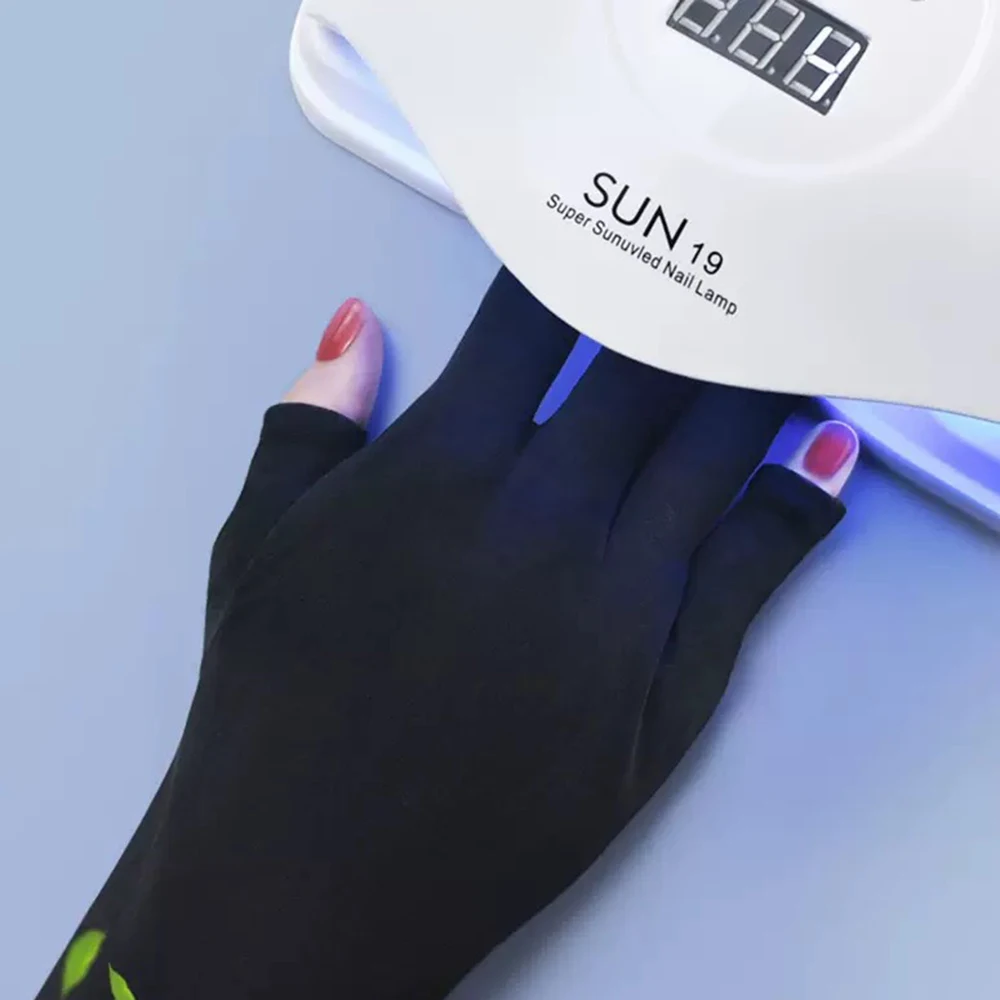 

1 Pair Anti Uv Rays Protective Gloves Nail Gloves Black White Led Lamp Nail Uv Protection Radiation Proof Glove Nail Art Tools