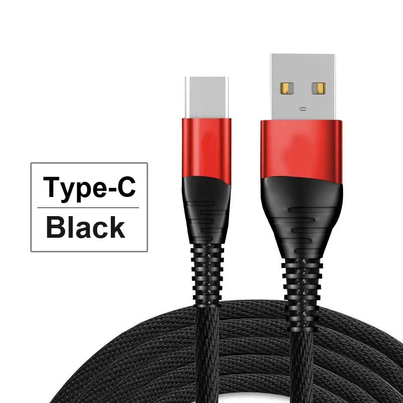 Oppselve Micro usb type-C кабель 2.4A Быстрая Зарядка Кабель Microusb для samsung Xiaomi Android мобильный телефон провод шнур 2 м - Цвет: Black