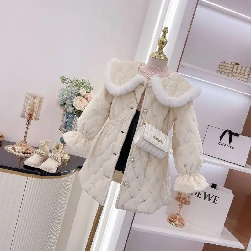 new Baby Girl kids winter lace Coats Jackets down Fashion Cartoon Jacket Kids Children Overwear Clothes