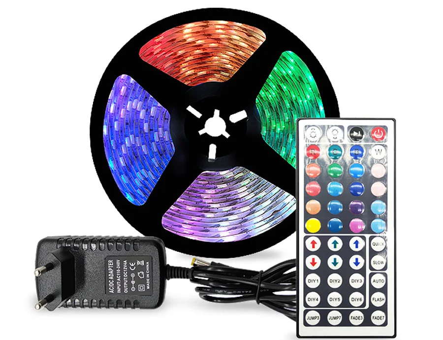 RGB LED Strip Light RGB 5050 SMD 2835 Flexible Ribbon fita led light strip RGB 5M 10M Tape Diode DC 12V Remote Control Adapter (3)