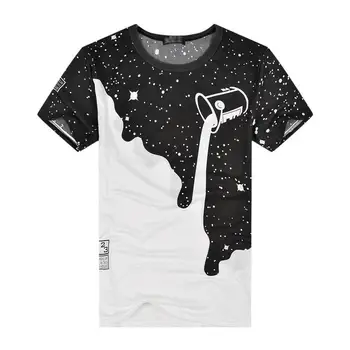 

Men Casual O Neck Short Sleeve Print Blue, Black, Gray, Yellow Pullover Loose Summer T-shirt Top