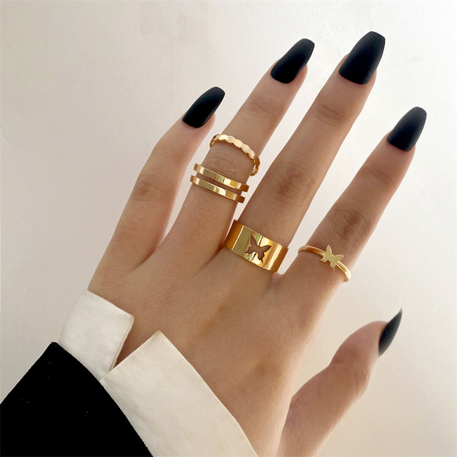 Heart Rings Set Silver Black Alloy Hollow Pearl Love Rings Couples Lovers Valentine's Day Party Gift for Women Girls