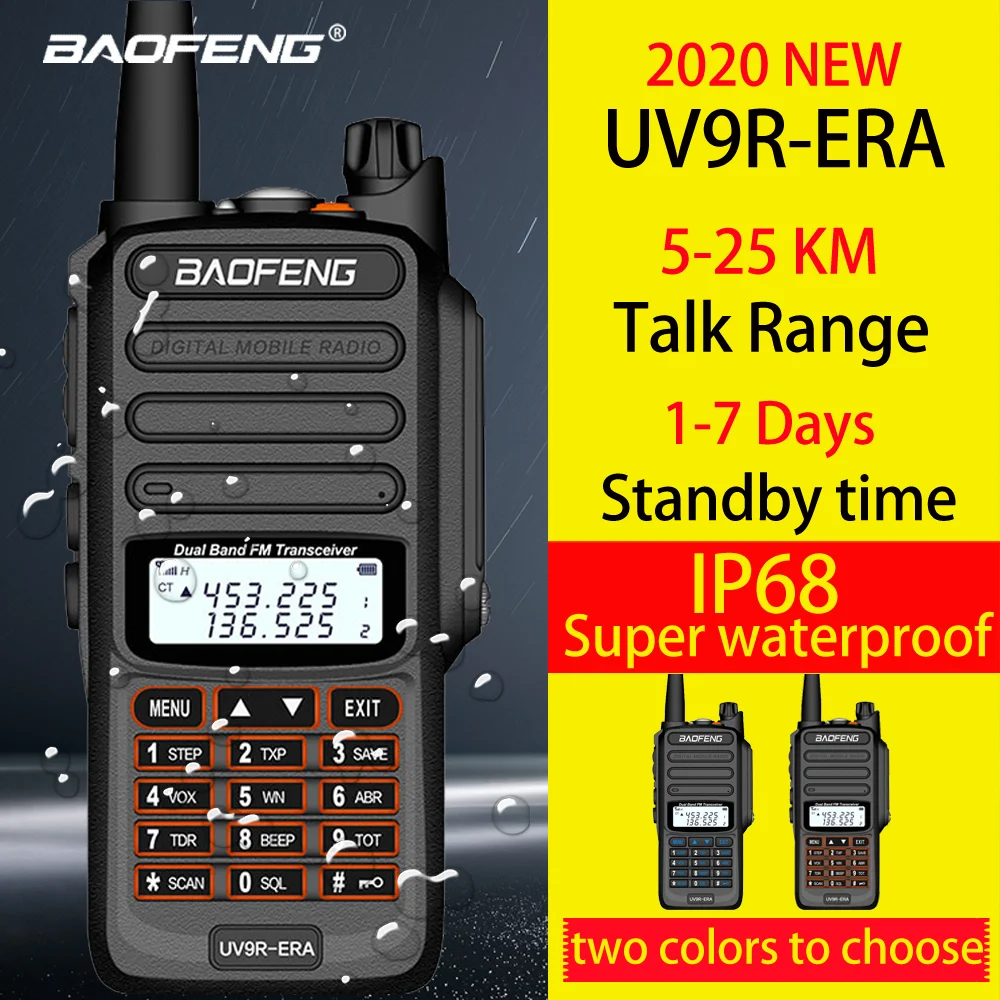Baofeng IP68 waterproof walkie talkie long range 25km baofeng uv-9r ERA plus cb ham radio hf transceiver UHF VHF radio station